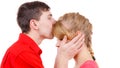 Couple. Woman is sad and being consoled by his partner Royalty Free Stock Photo