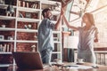 Couple working in cafe Royalty Free Stock Photo