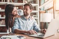 Couple working in cafe Royalty Free Stock Photo