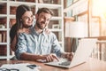 Couple working in cafe Royalty Free Stock Photo