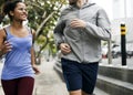 Couple working out together early morning Royalty Free Stock Photo