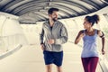 Couple working out together jogging Royalty Free Stock Photo