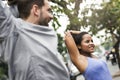 Couple working out together outdoors Royalty Free Stock Photo