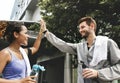 Couple working out together outdoors Royalty Free Stock Photo