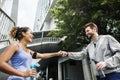 Couple working out together outdoors Royalty Free Stock Photo