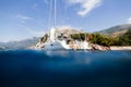 Couple yacht honeymoon sailing luxury cruise Royalty Free Stock Photo