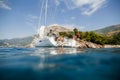 Couple yacht honeymoon sailing luxury cruise Royalty Free Stock Photo