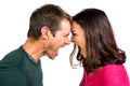 Couple yelling while standing head to head Royalty Free Stock Photo