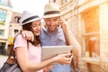 Couple of young attractive tourists discovering city on holidays Royalty Free Stock Photo