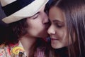 Couple of young lovers kissing teen