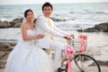 Couple of young man and woman in wedding suit Royalty Free Stock Photo