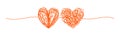 Coupled hearts tangled scribble banner hand drawn with thin line, Royalty Free Stock Photo