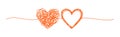 Coupled hearts tangled scribble banner hand drawn with thin line, Royalty Free Stock Photo