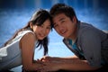 Couples of asian man and woman at water pool Royalty Free Stock Photo