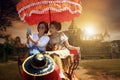 couples asian woman riding on elephant against beautiful old temple in ayutthaya world heritage site of unesco central of thailand