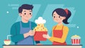 Couples cozy up together while learning to make their own personalized and gourmet popcorn in an interactive cooking and Royalty Free Stock Photo