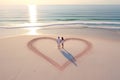 Couples Creating HeartShaped Sand Art on