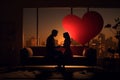 Couples Creating HeartShaped Shadow Puppets on