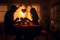 Couples Creating HeartShaped Shadow Puppets on