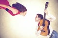 Couples dancing in the air to the sound of a romantic serenade Royalty Free Stock Photo