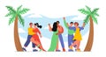 Couples dancing at Hawaii vector Royalty Free Stock Photo