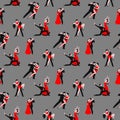 Couples dancing tango latin american romantic boy and girl couples seamless pattern