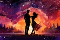 Couples Dancing Under the Stars Valentine Day background