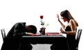 Couples dating dinner heart attack dead collapsing silhouettes