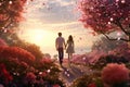 Couples Enjoying Romantic Strolls Through Flower