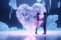 Couples Expressing Love Through HeartShaped Ice