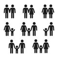 Couples and families icons Royalty Free Stock Photo