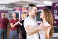 Couples having dancing class Royalty Free Stock Photo