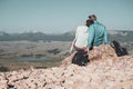 Couples kisses at an overlook