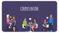 Couples in Love. People in Romantic Date. Vector