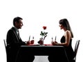 Couples lovers dating dinner hungry silhouettes