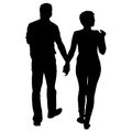 Couples man and woman silhouettes on a white background Royalty Free Stock Photo