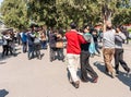 Couples move on music in park of Temple of Heaven, Beijing, China