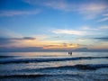 Couples on the sunset sea