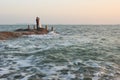 Couples Taking Wedding Photos At Seaside