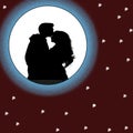 Couples valantines night lovers moon dark together stars illustrations Royalty Free Stock Photo