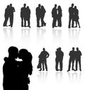 Silhouette couple vector people love woman man illustration white girl happy background female romantic silhouettes young black Royalty Free Stock Photo