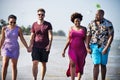 Couples walking on the beach