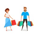 Couples of young shopping. Boy and girl holding shopping bags Royalty Free Stock Photo