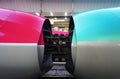 Coupling of a green Series E5 and a red Series E6 Shinkansen high-speed bullet trains Royalty Free Stock Photo