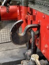Steel coupling hook on end of British steam train Royalty Free Stock Photo