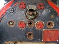 COUPLING POINTS INSIDE OLD LOCOMOTIVE CAB