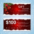 Christmas and New Year discount coupon, gift voucher vector template