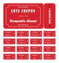 Coupon book for Valentines day. Love night tickets. Best gift for boyfriend. Present for couples. Vector cards templates Royalty Free Stock Photo