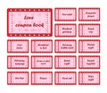 Coupon book for Valentines day. Love night tickets. Best gift for boyfriend. Present for couples. Vector cards templates