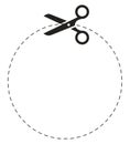 Coupon cut lines icon in flat style. Scissors snip vector illustration